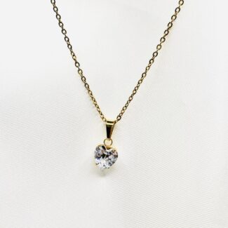 CRYSTAL HEART NECKLACE GOLD