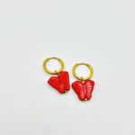 RED BUTTERFLY EARRINGS – GOLD